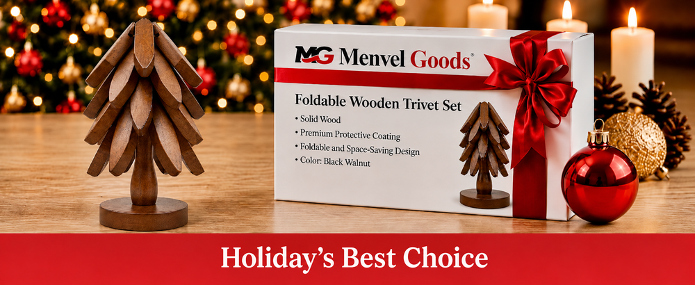 Holiday's Best Choice - Dark Walnut Foldable Wooden Trivet Set