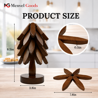 Foldable Wooden Trivet Set for Hot Dishes - 4 Trivets + 1 Stand (Black Walnut)